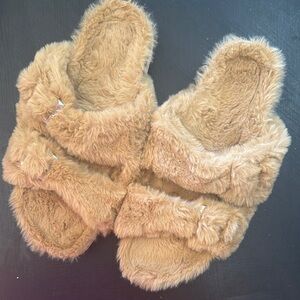 Fuzzy Tan Slippers